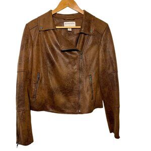 Brown Bomber Jacket Faux Suede Fall Country Rustic Western Y2K Autumn Size M